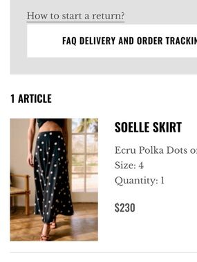 Sézane Ecru Polka Dot Midi Skirt - Black with Ecru Dots